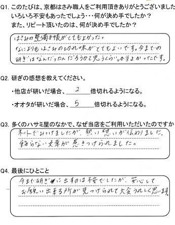 安心してお願い出来る所が 見つけられて大変うれしく思います。