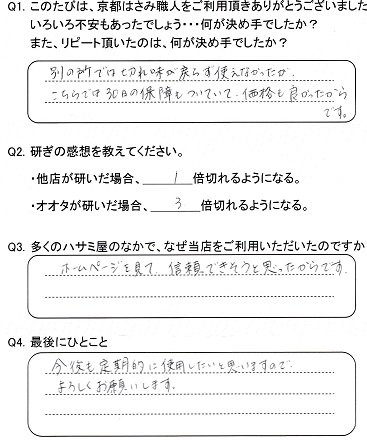 今後も定期的に使用したいと思いますので よろしくお願いします。